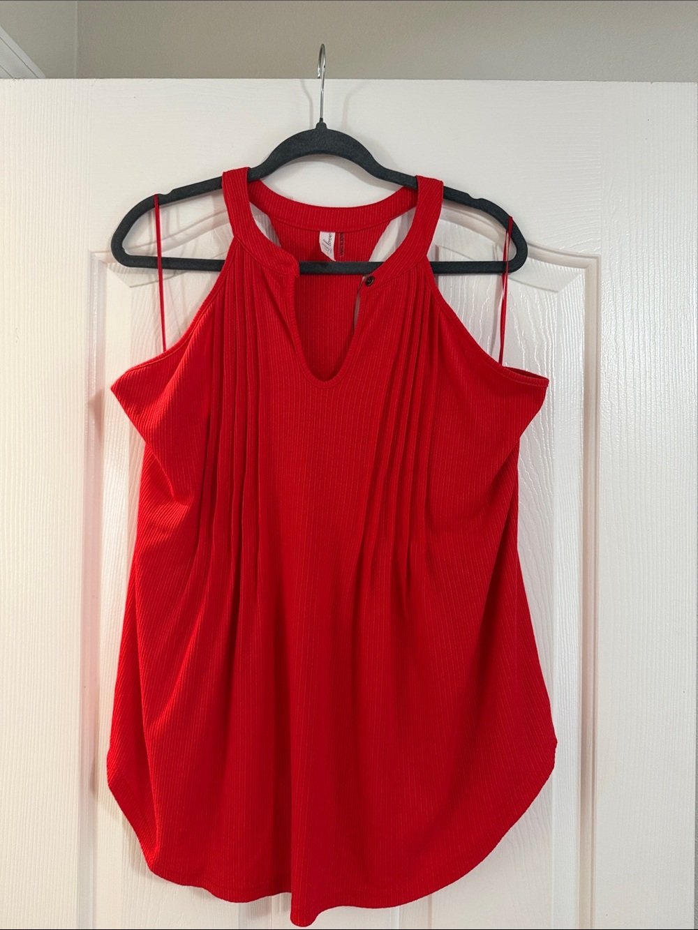 Red Cold-Shoulder Ribbed Camisole